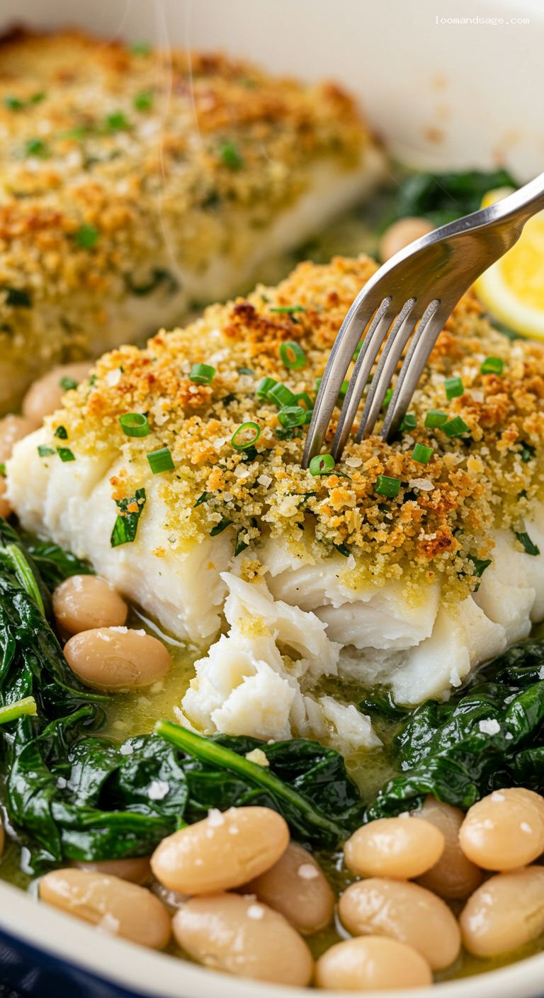 Herb-Crusted Cod with Garlic Butter and Lemon Bake – Closeup