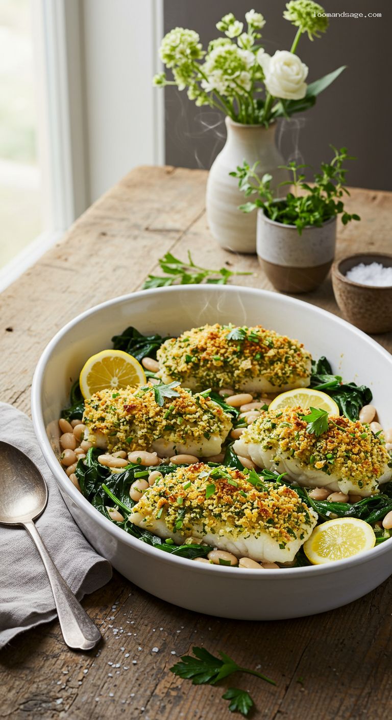Herb-Crusted Cod with Garlic Butter and Lemon Bake