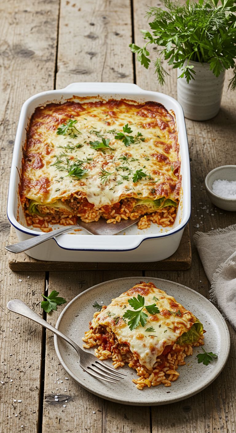 Herbed Beef and Cabbage Roll Casserole