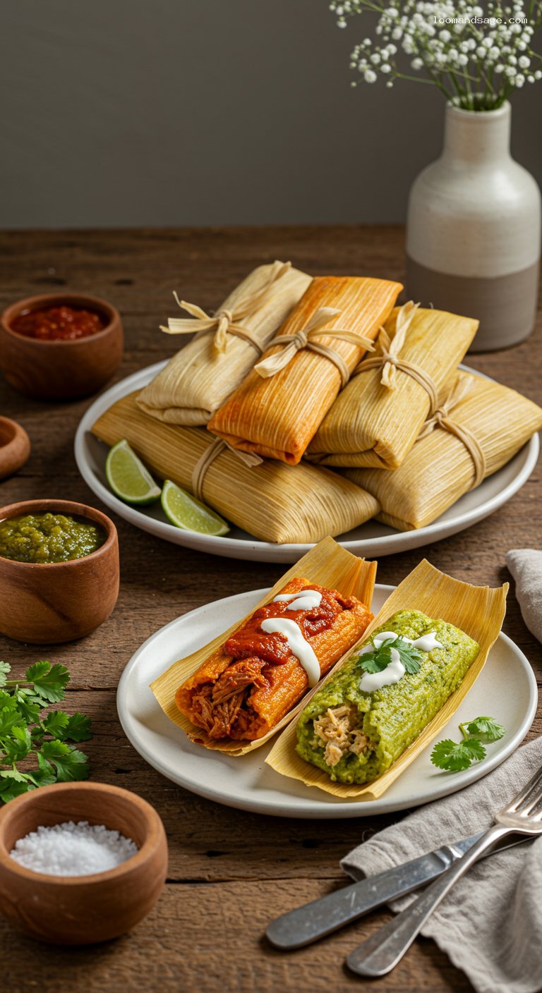 Homemade Tamales with Red Pork or Green Chicken