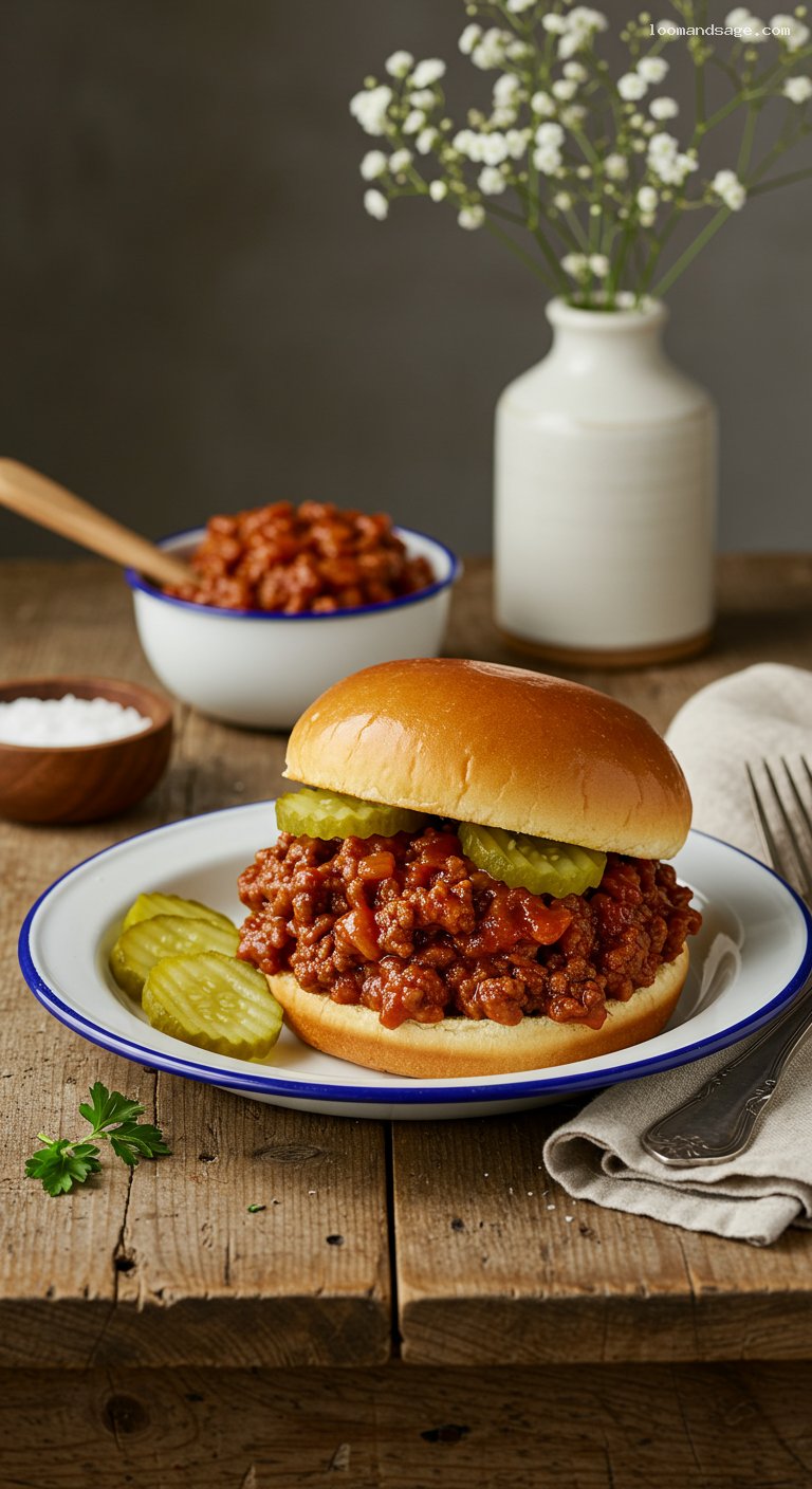 Homestyle Sloppy Joes with Tangy Pickles