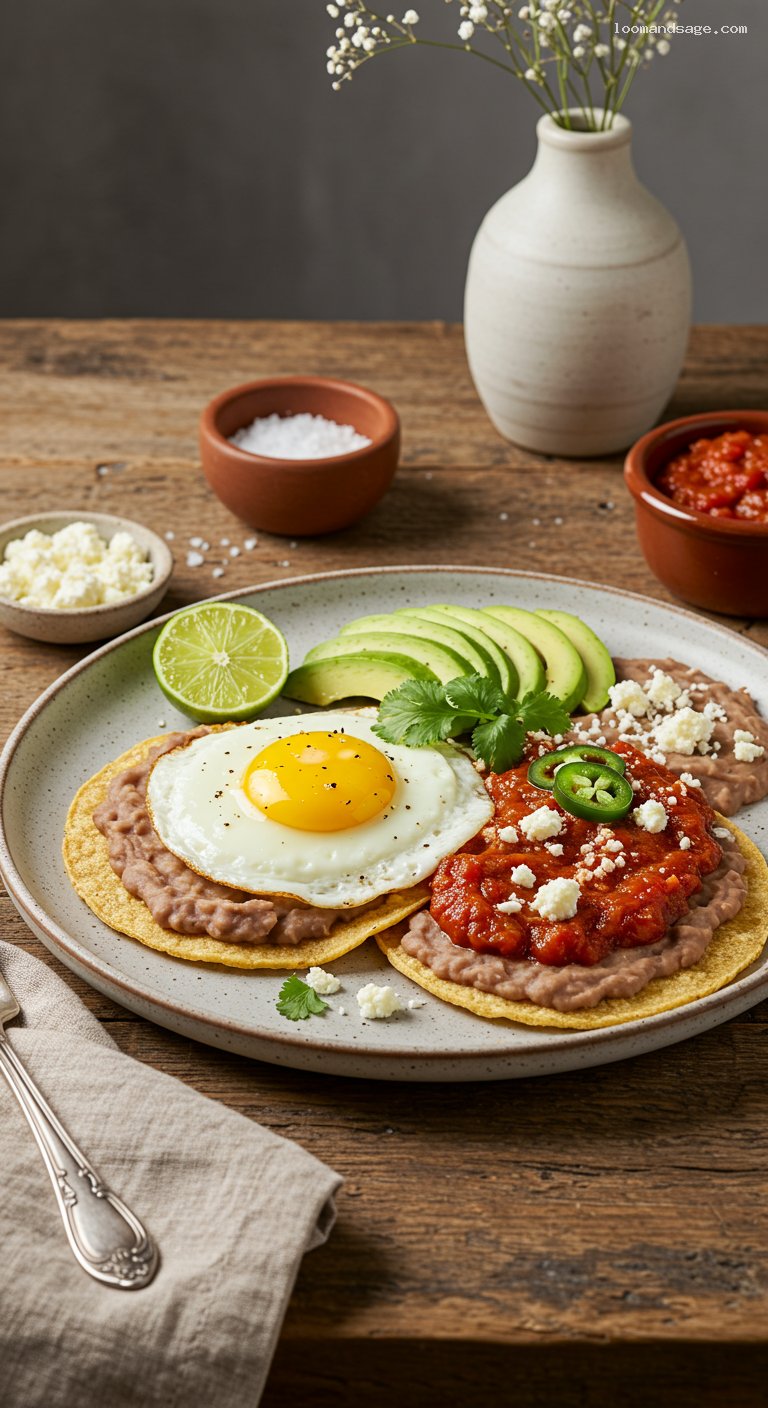 Huevos Rancheros with Refried Beans and Ranchero Salsa