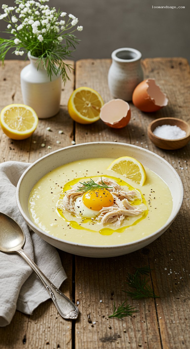 Keto Avgolemono Chicken Soup with Cauliflower Rice and Dill