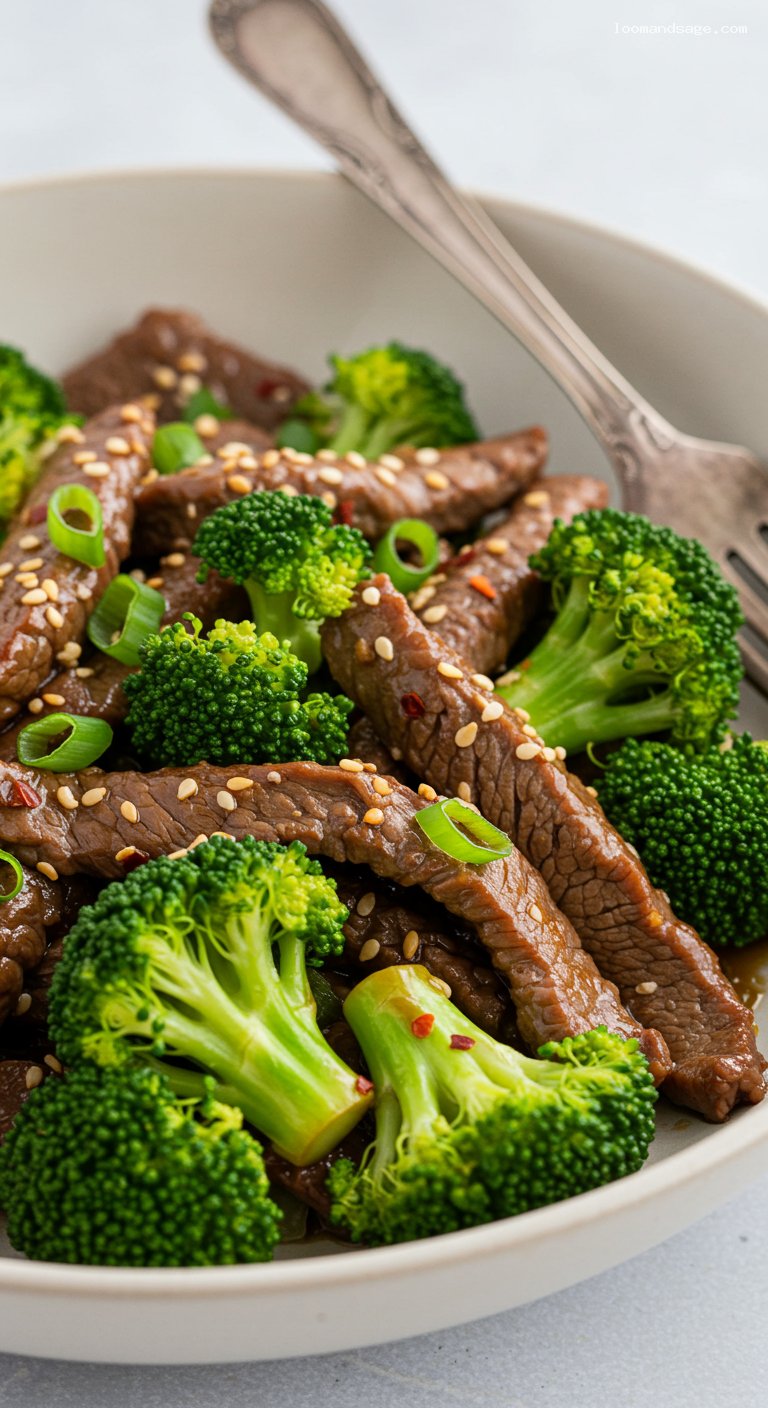 Keto Beef and Broccoli Stir-Fry with Ginger Glaze – Closeup