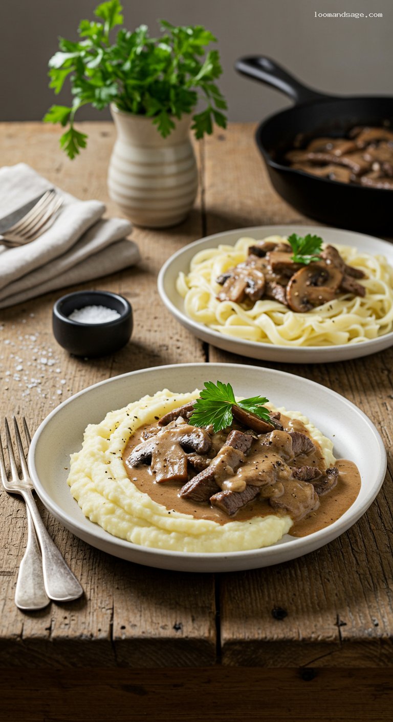 Keto Beef Stroganoff with Mushrooms and Sour Cream