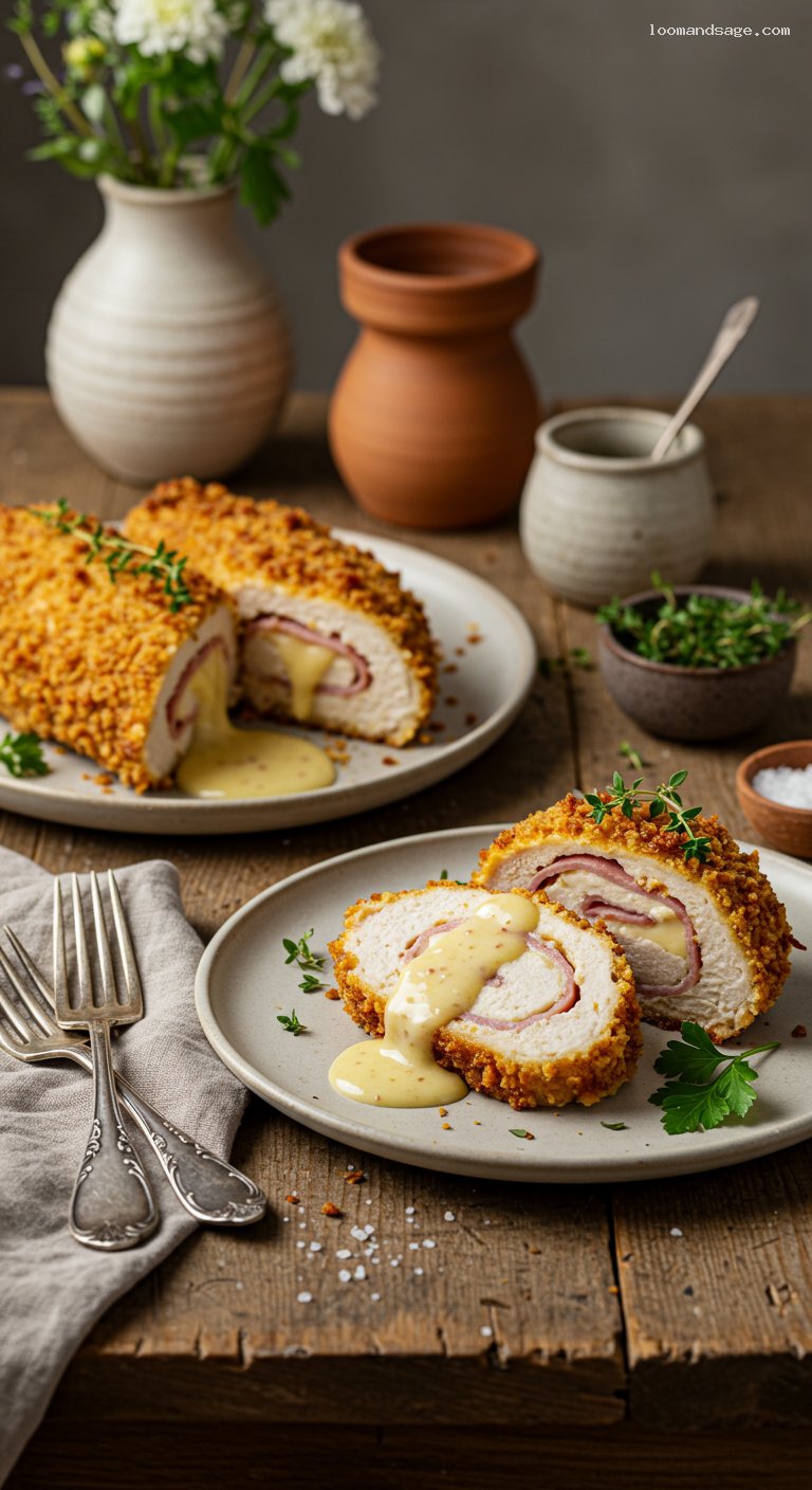 Keto Chicken Cordon Bleu with Dijon Cream