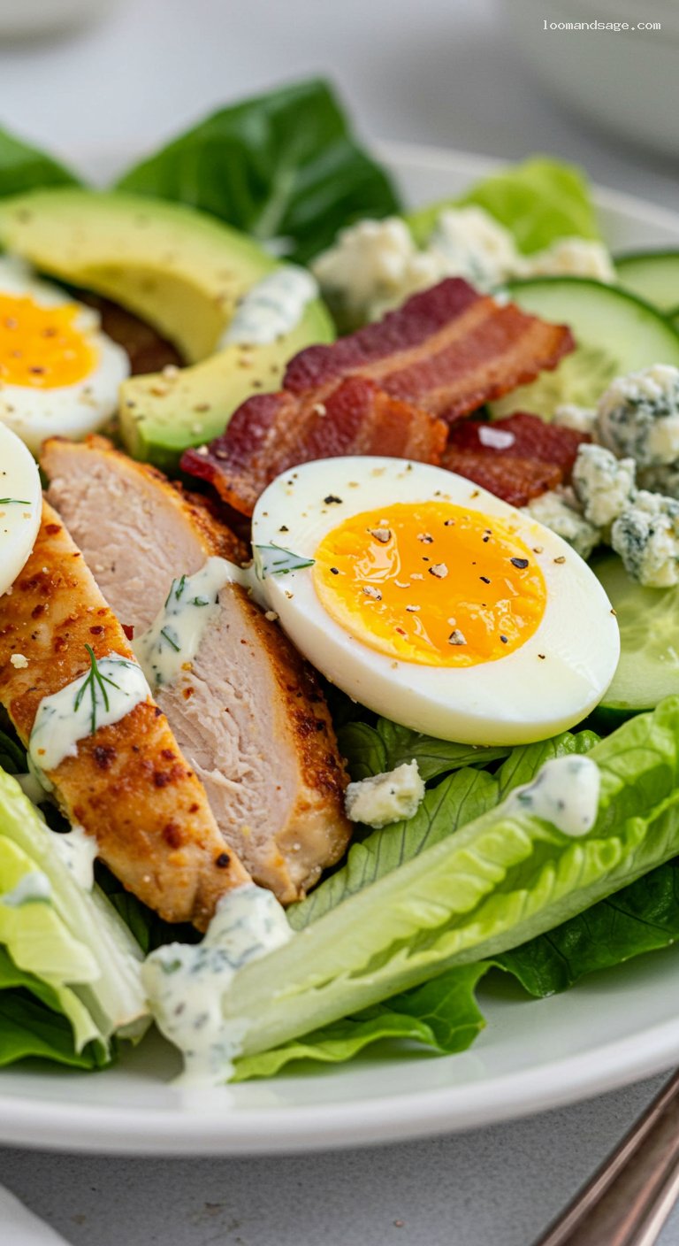 Keto Cobb Salad Platter with Creamy Ranch Drizzle – Closeup