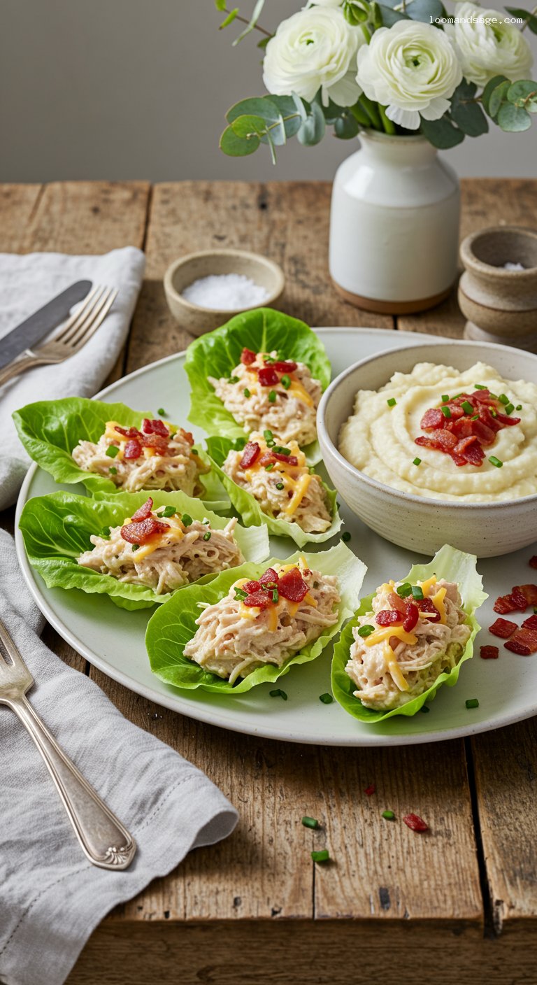 Keto Crack Chicken Lettuce Cups with Bacon and Chives