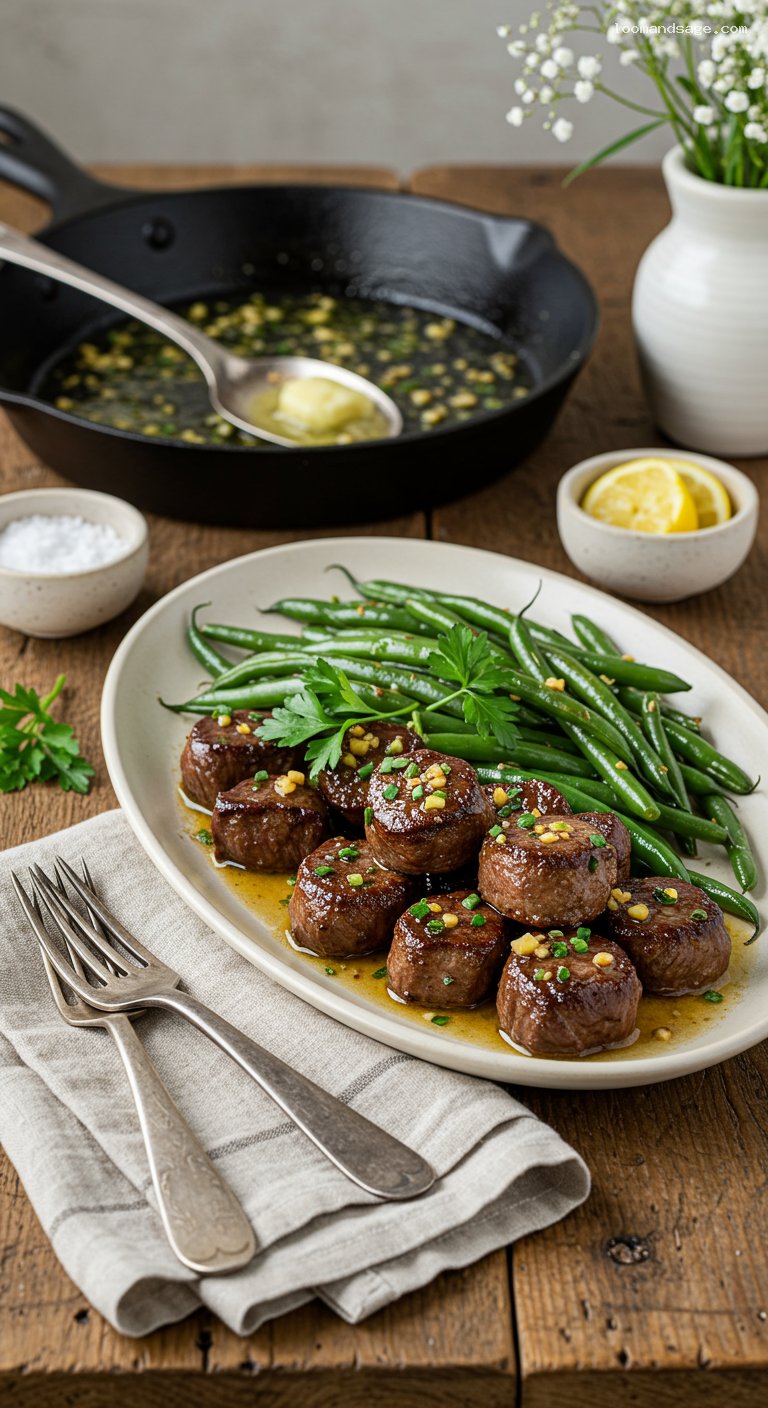 Keto Garlic-Butter Steak Bites with Green Beans