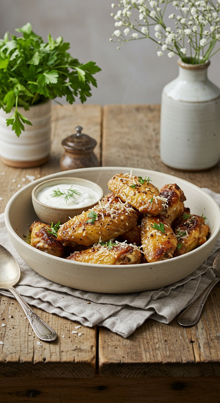Keto Garlic-Parmesan Oven-Crisped Wings with Ranch