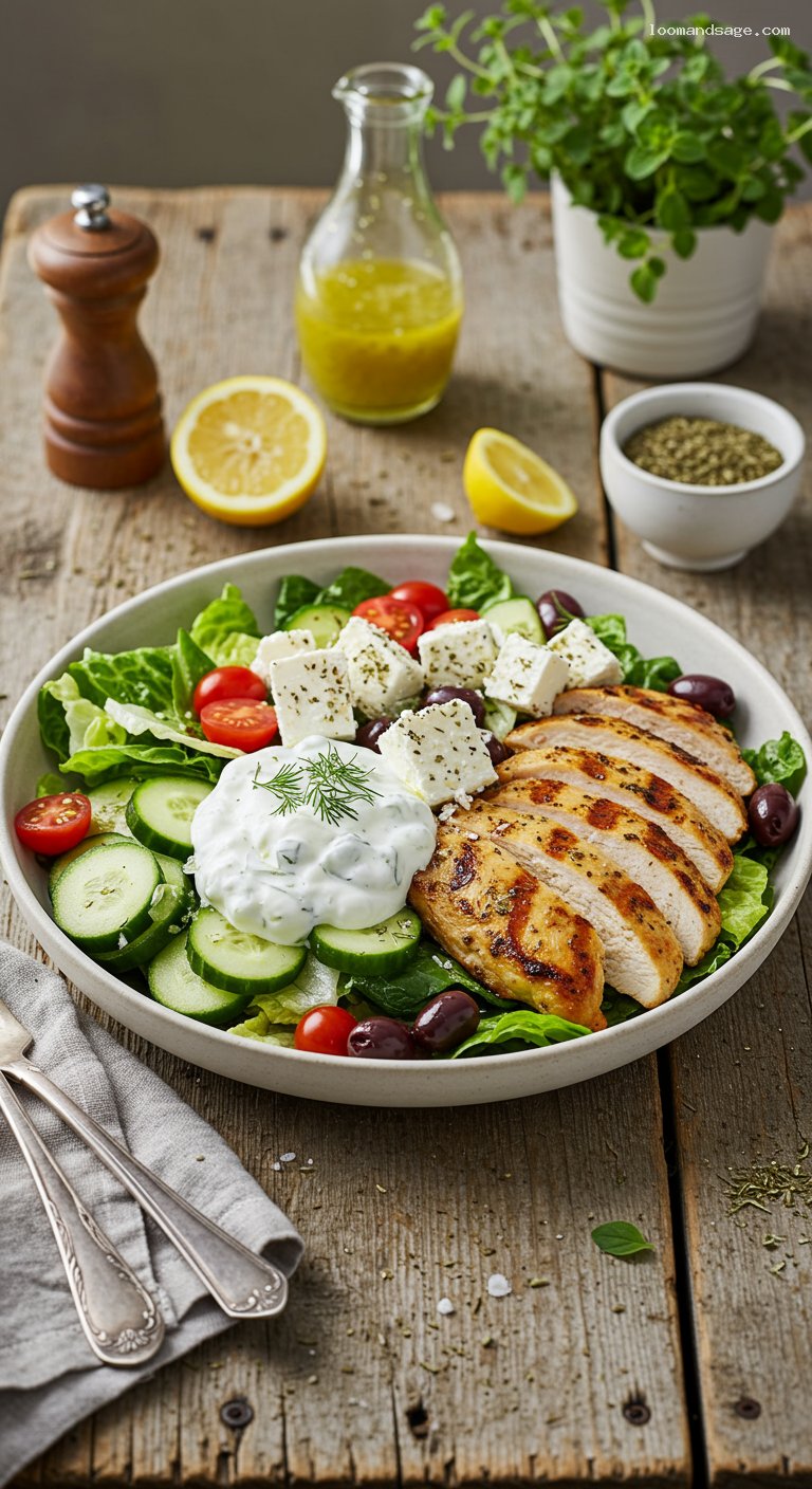 Keto Greek Chicken Salad with Lemon-Oregano Dressing