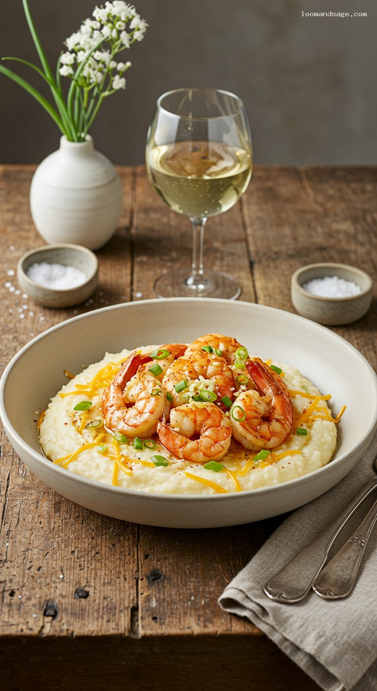 Keto Shrimp and Cauliflower Grits with Garlic Butter