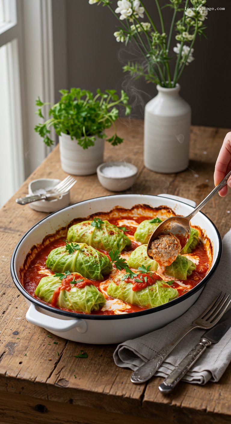 Keto Stuffed Cabbage Rolls with Smoky Tomato Cream