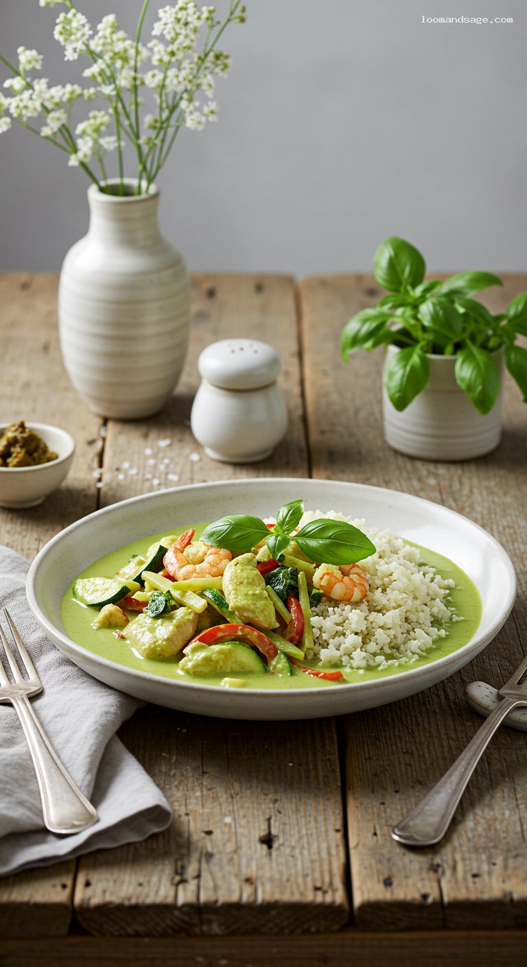 Keto Thai Green Curry with Cauliflower Rice