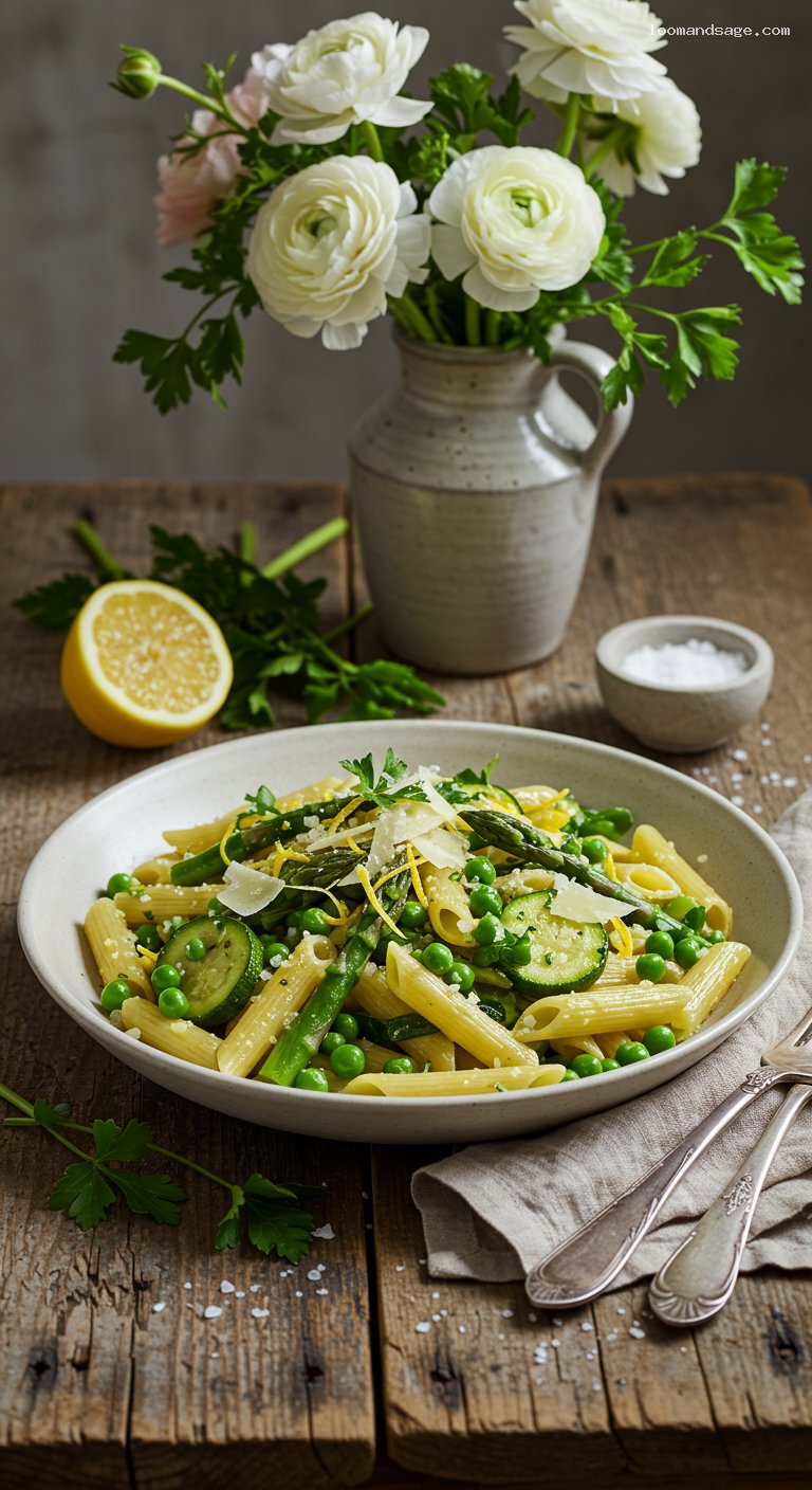 Lemon-Garlic Pasta Primavera with Spring Veggies