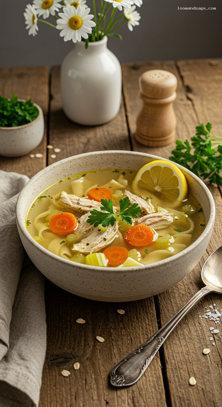 Lemony Chicken Noodle Soup with Bone-In Thighs