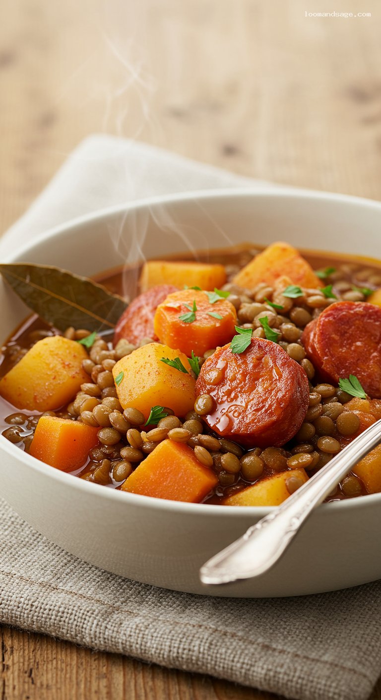 Lentejas Estofadas with Sofrito and Sherry Vinegar – Closeup