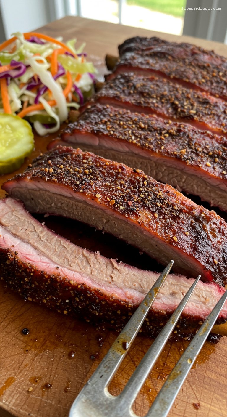 Memphis Dry-Rub St. Louis Ribs with Tangy Mop – Closeup