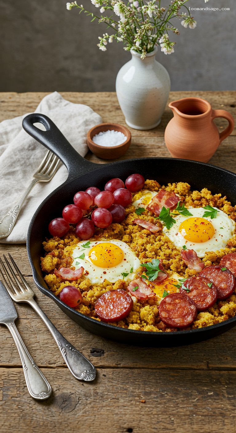 Migas del Pastor with Chorizo and Grapes
