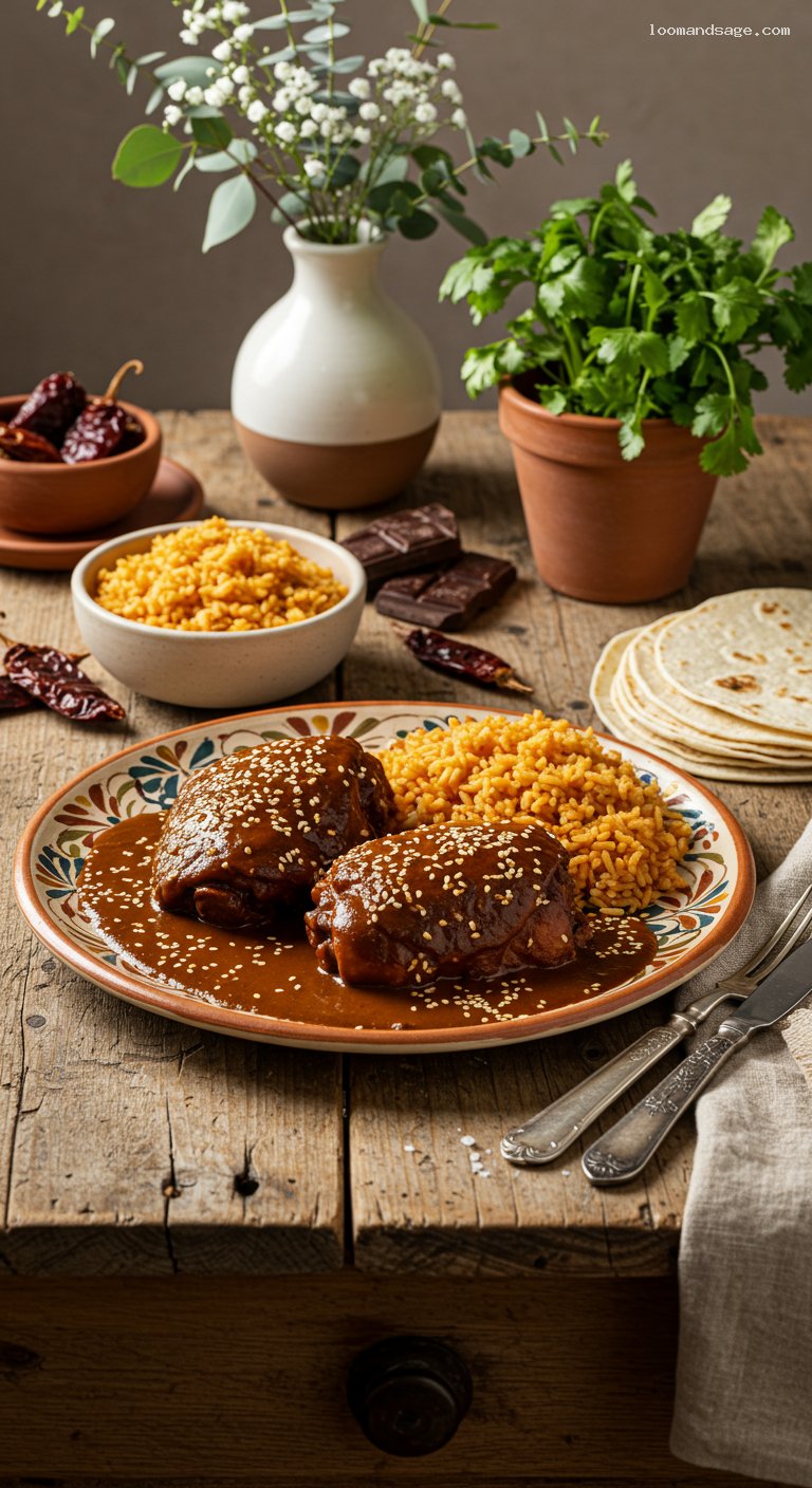 Mole Poblano with Chicken and Sesame Seeds