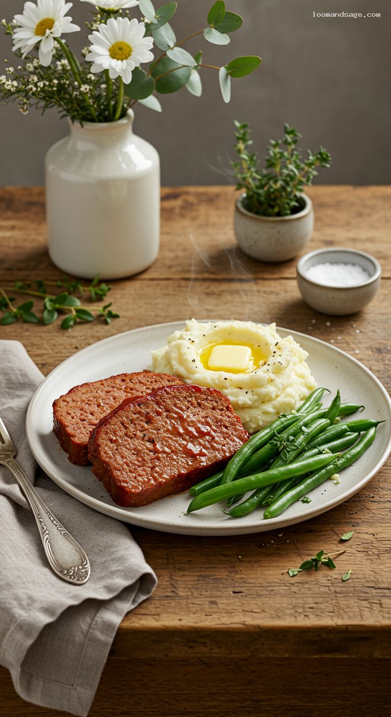 Old-Fashioned Glazed Meatloaf with Mashed Potatoes