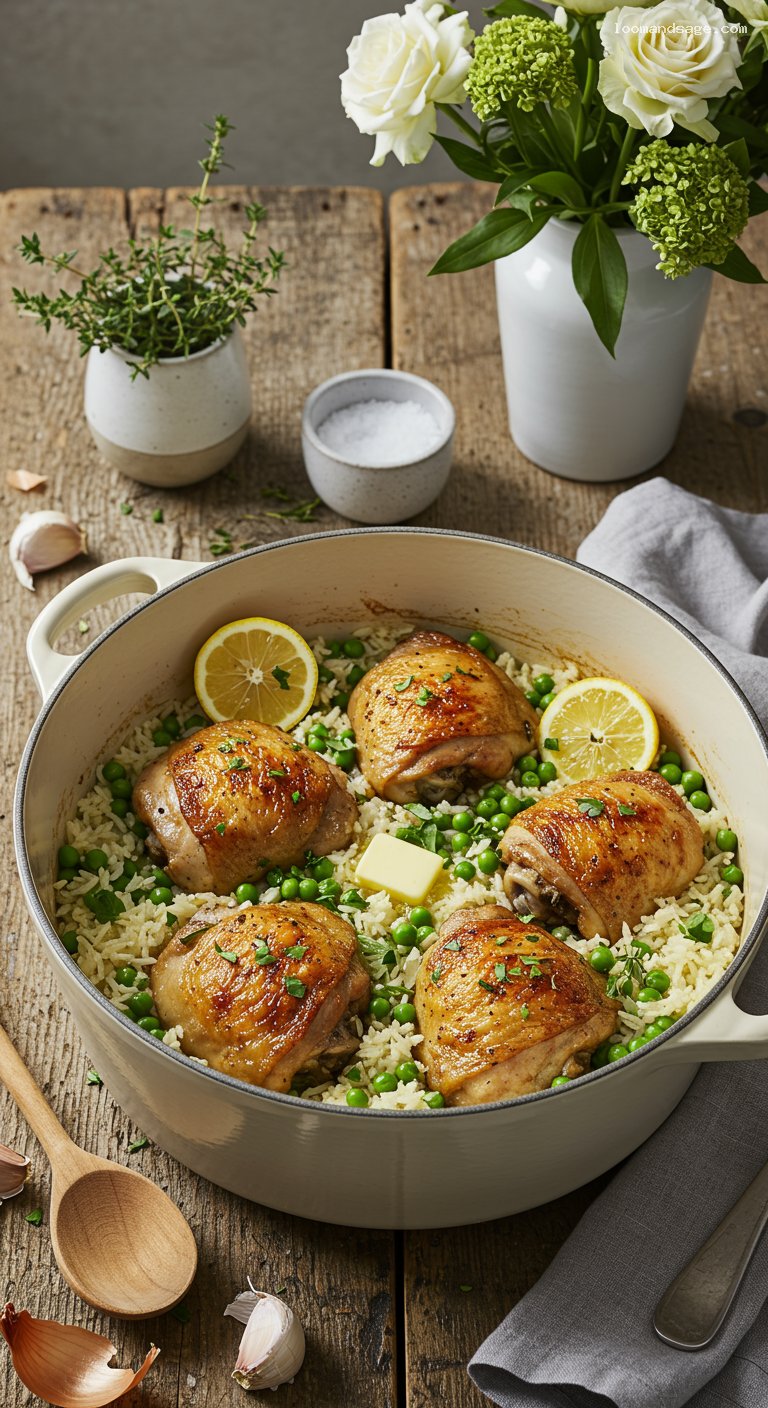 One-Pot Chicken and Rice with Peas