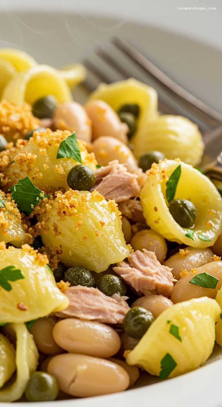 One-Pot Lemony Tuna and White Bean Pasta – Closeup