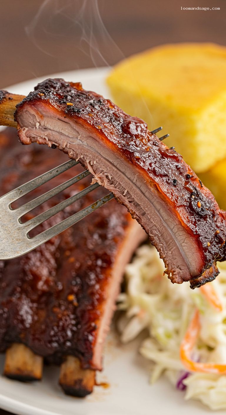 Oven-Baked BBQ Baby Back Ribs with Smoky Rub – Closeup