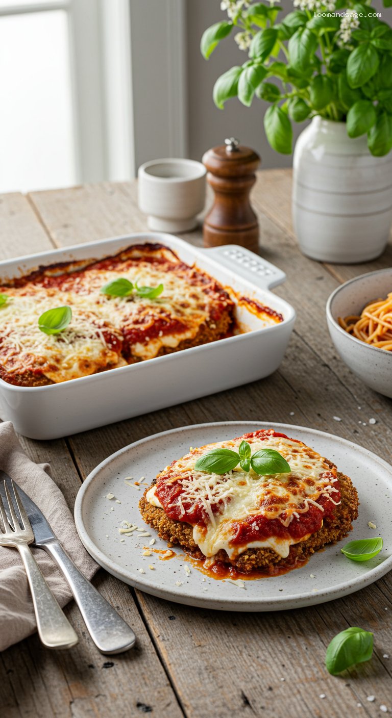 Oven-Crisped Eggplant Parmesan with Marinara and Mozzarella