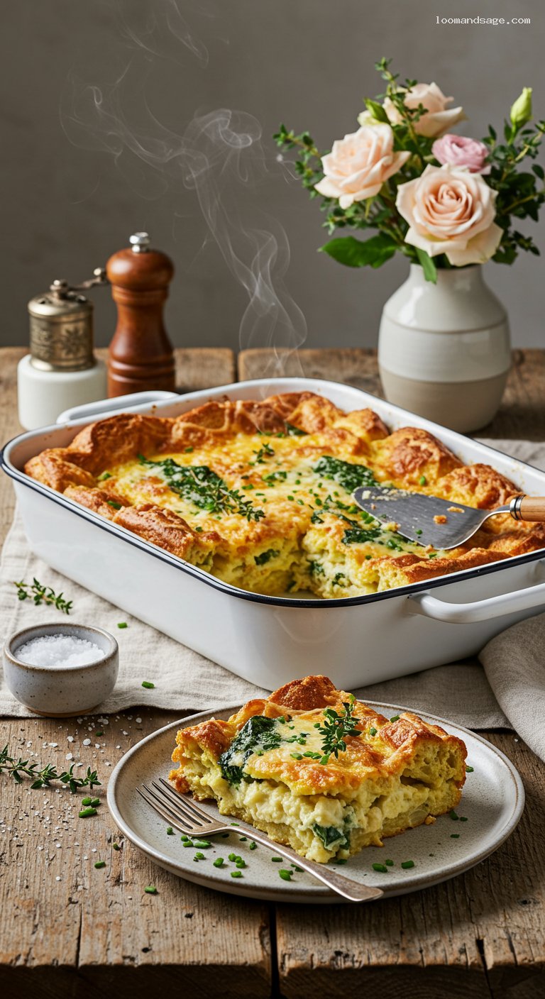 Overnight Sausage, Spinach, and Gruyère Breakfast Strata