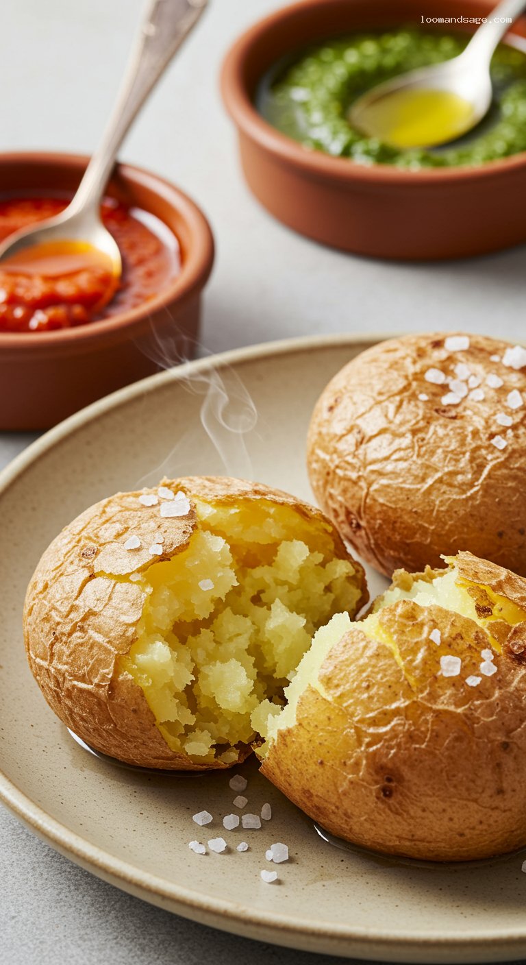 Papas Arrugadas with Mojo Rojo and Mojo Verde – Closeup