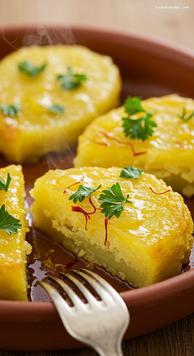 Patatas a la Importancia with Saffron and White Wine – Closeup