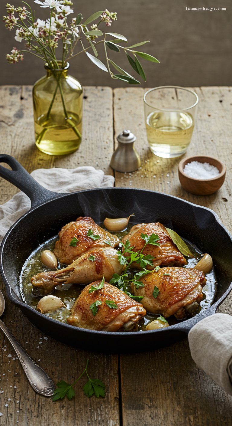Pollo al Ajillo with White Wine and Garlic
