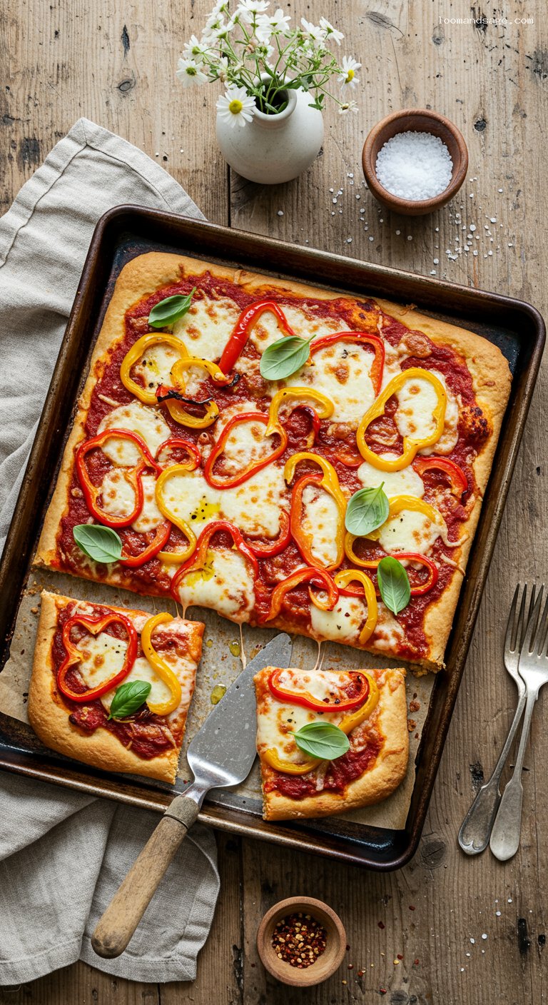 Quick No-Yeast Sheet Pan Pizza with Peppers