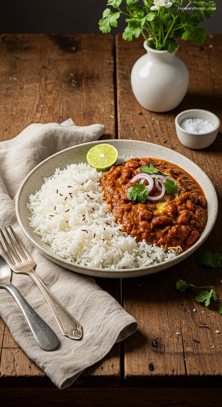 Rajma Chawal with Gingery Tomato Gravy