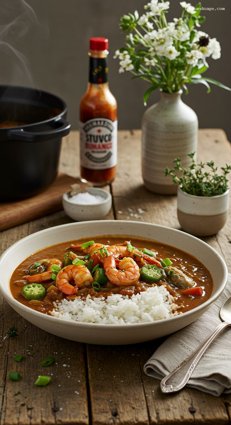 Seafood Gumbo with Dark Roux and Okra