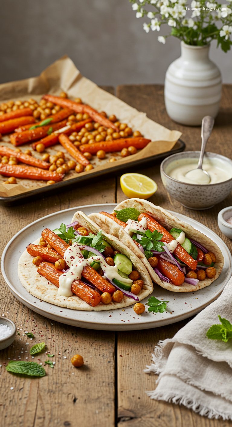 Sheet-Pan Carrot and Chickpea Shawarma Wraps