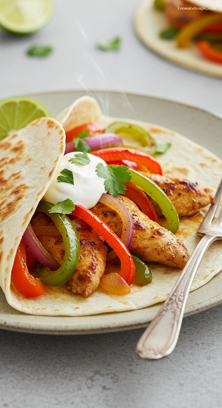 Sheet-Pan Chicken Fajitas with Peppers and Onions – Closeup