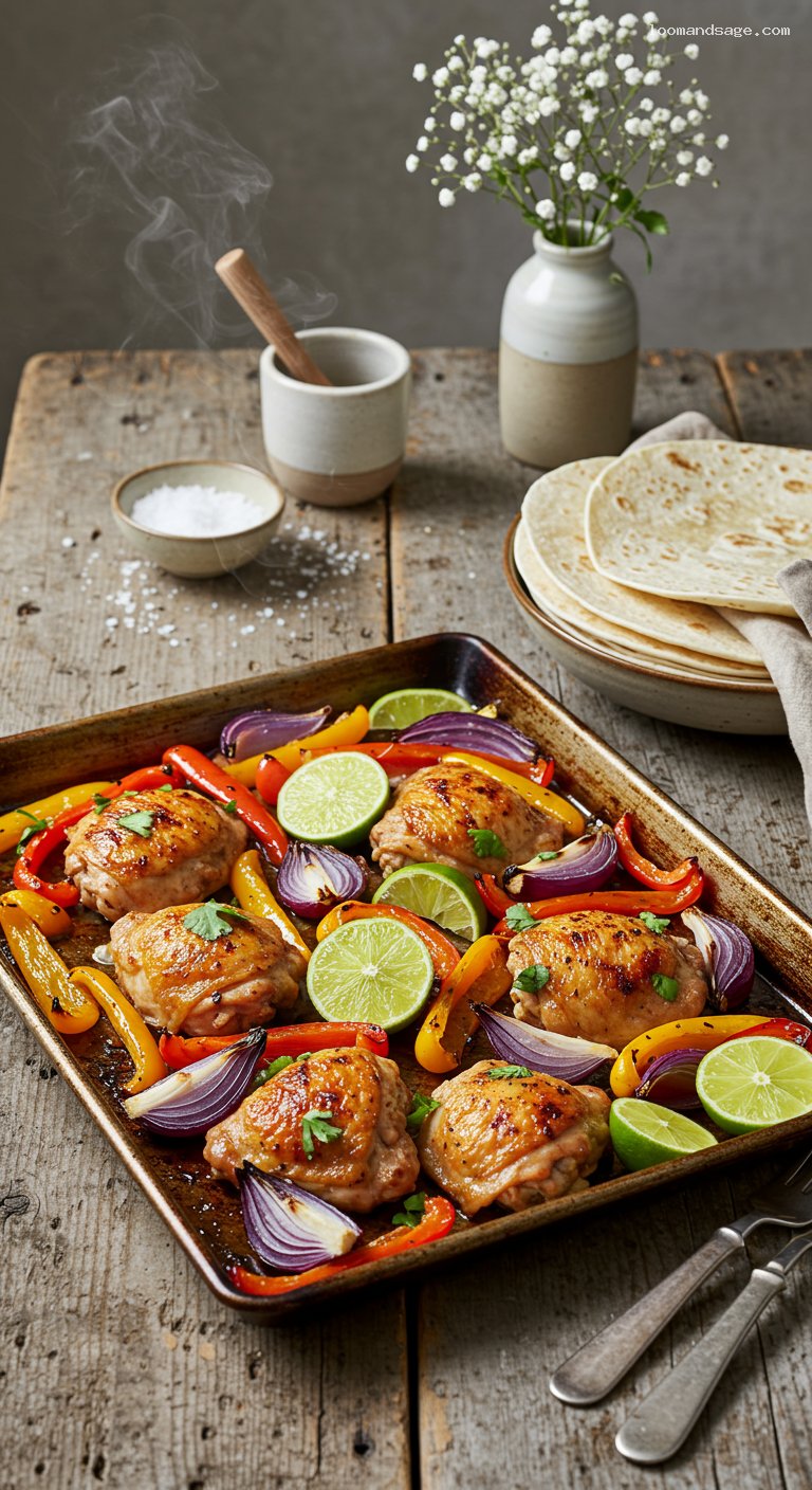 Sheet-Pan Chicken Fajitas with Peppers and Onions