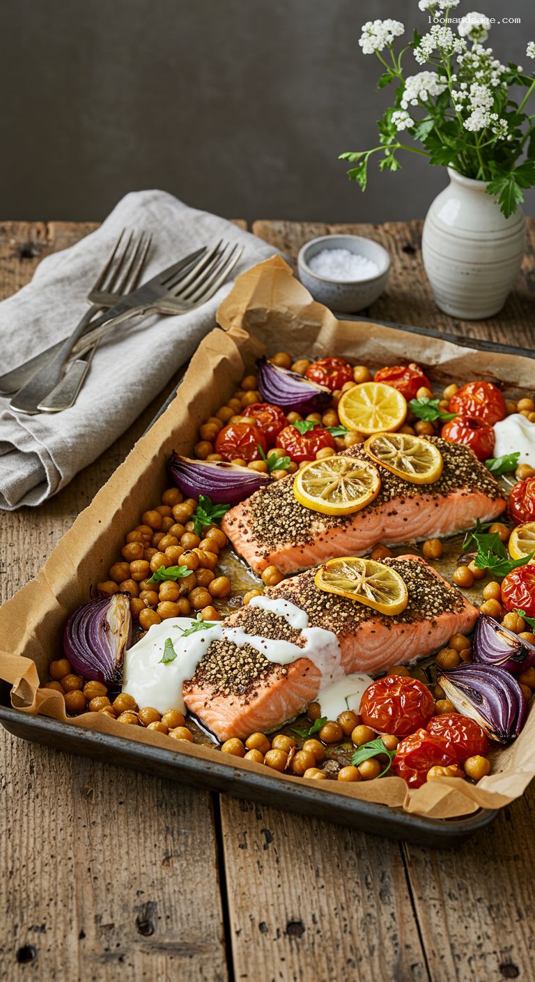 Sheet-Pan Za’atar Salmon with Lemony Chickpeas