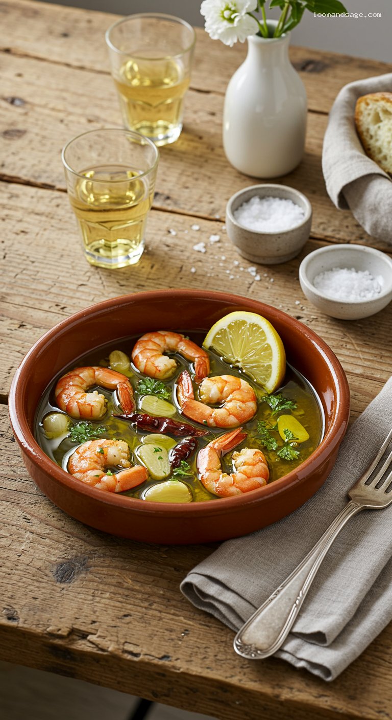 Sizzling Gambas Al Ajillo with Garlic and Chili