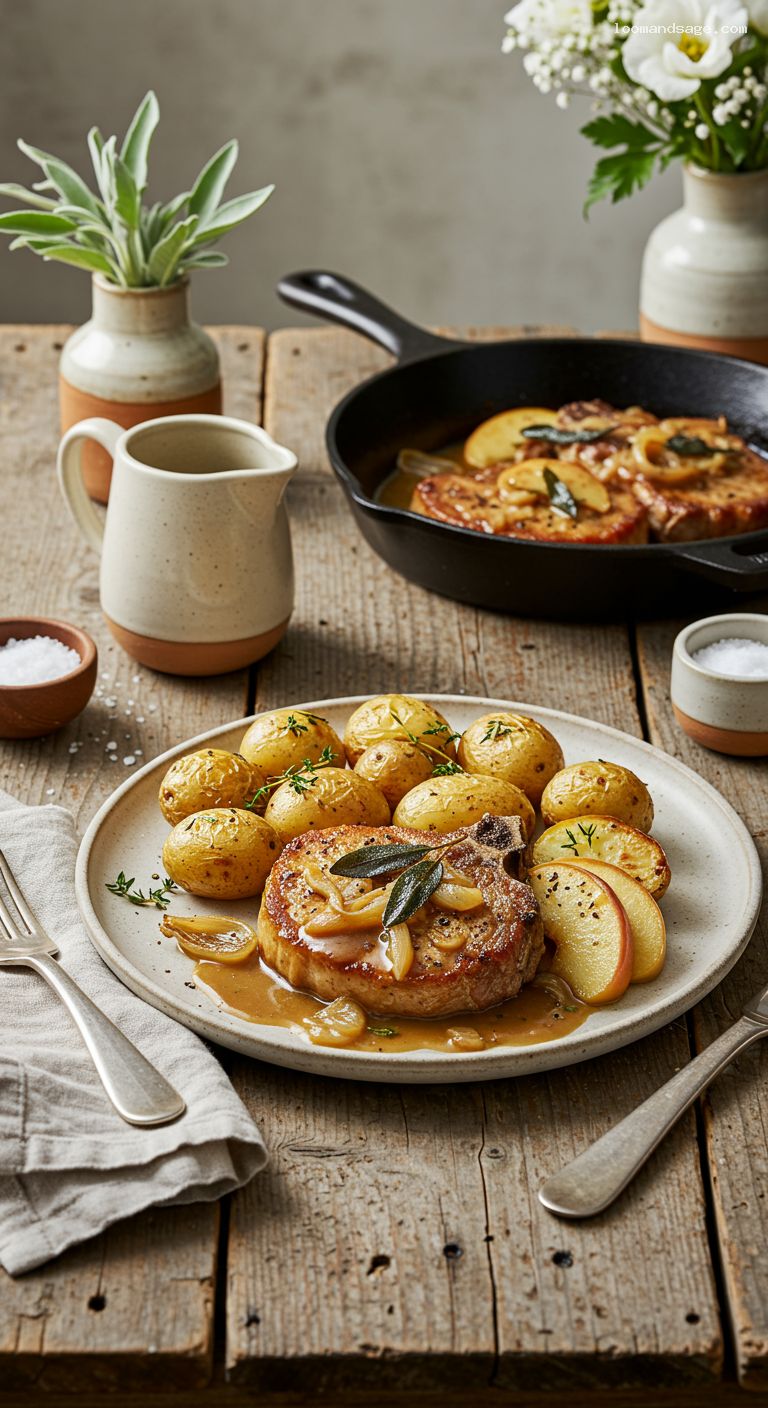 Skillet Pork Chops with Apples and Sage Butter