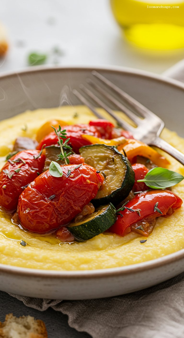 Slow-Simmered Ratatouille with Herbes de Provence – Closeup