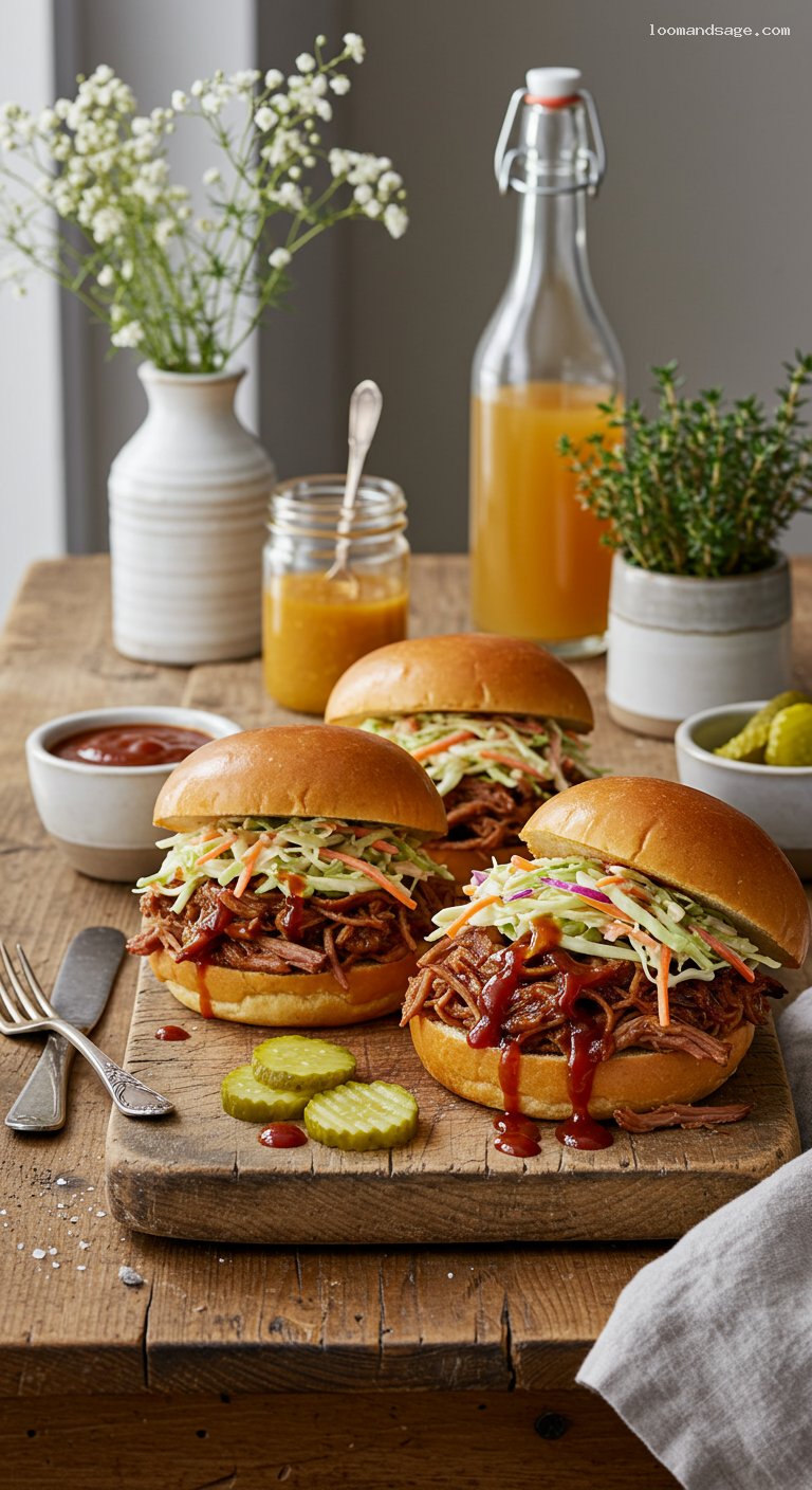 Slow-Smoked Pulled Pork Sandwiches with Vinegar Slaw