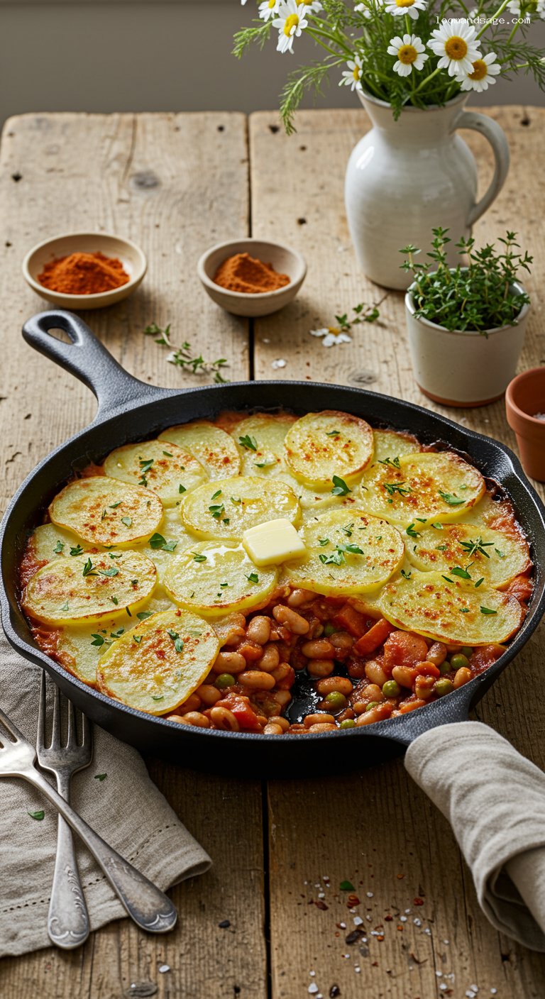 Smoky Baked Bean Shepherd’s Pie Skillet