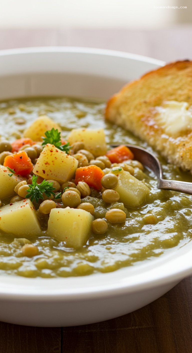 Smoky Split Pea and Potato Stew – Closeup