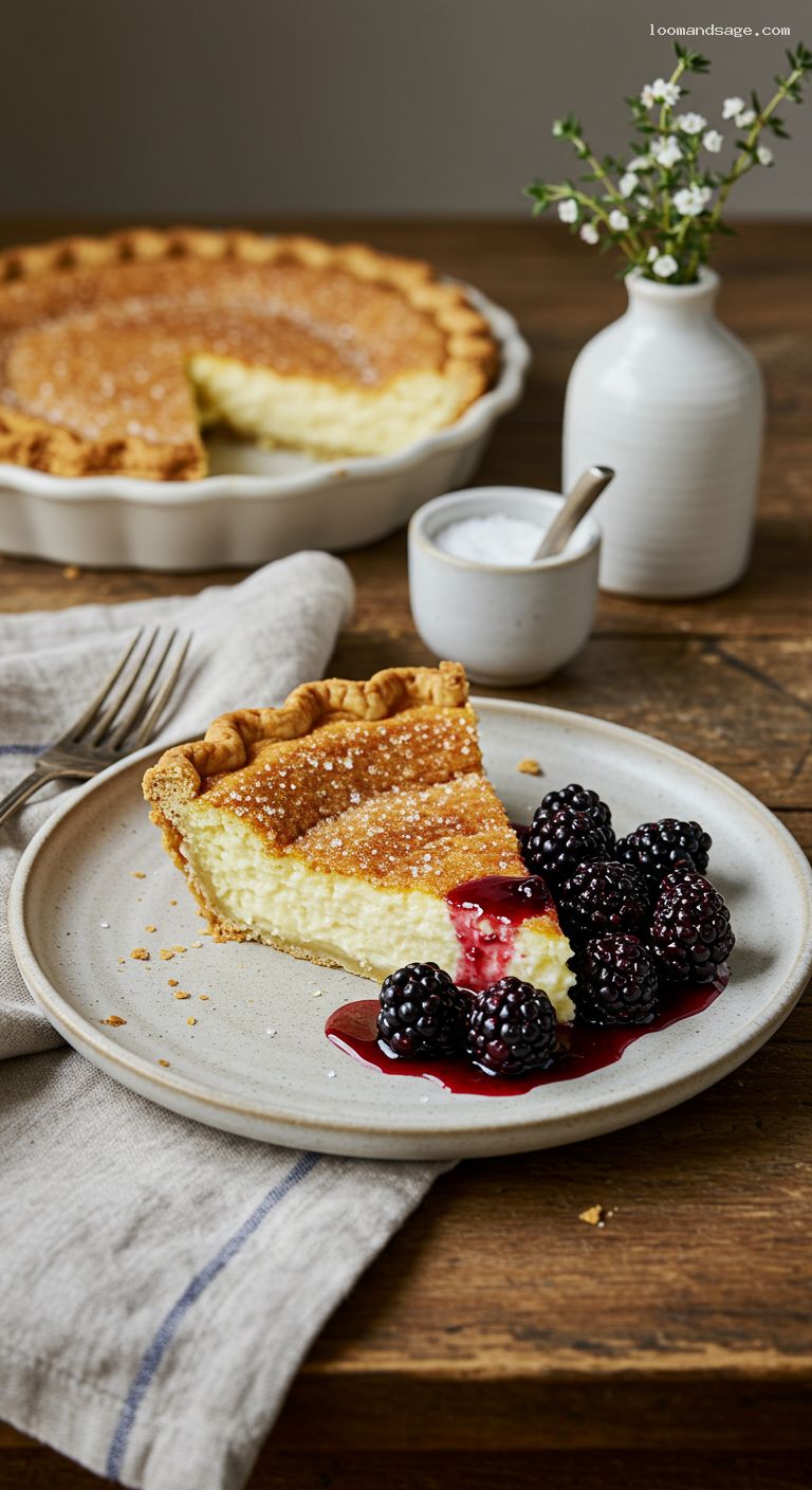 Tangy Buttermilk Chess Pie with Macerated Blackberries