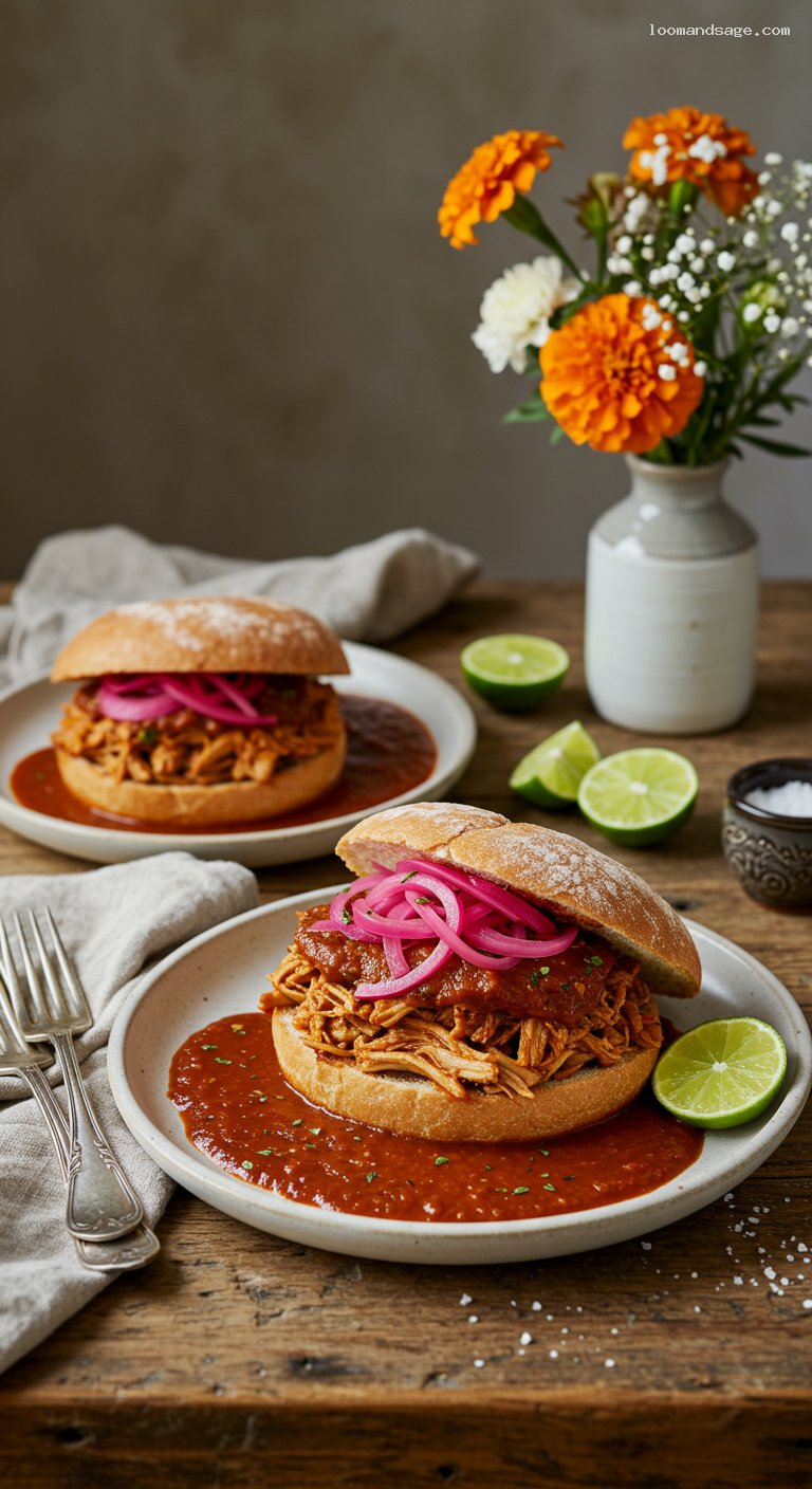 Torta Ahogada with Carnitas and Spicy Tomato-Chile Sauce