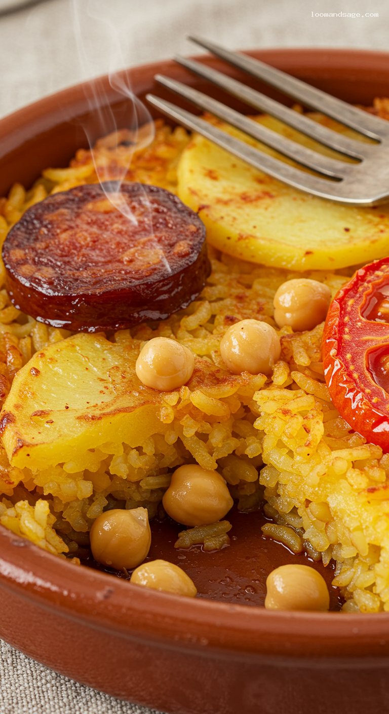 Valencian Arroz al Horno (Baked Rice with Meats) – Closeup