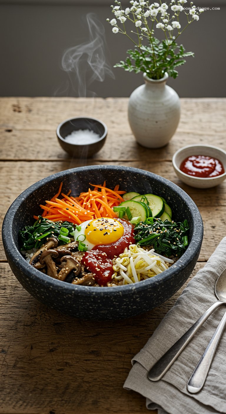 Veggie Bibimbap with Gochujang and Jammy Egg
